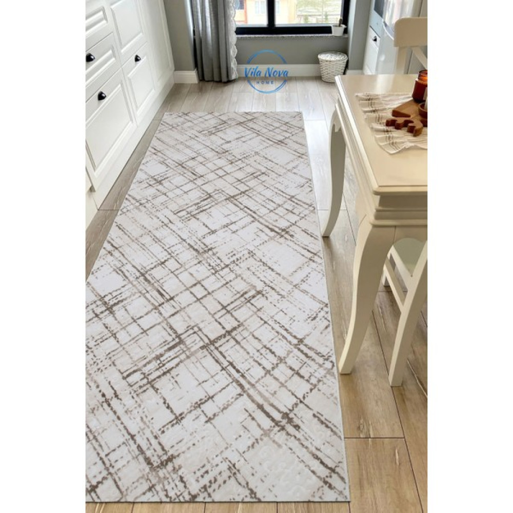 Vila Nova Home Dekoratif Yıkanabilir Kaymaz Jel Taban Yıkanabilir Kesme Yolluk Salon Banyo Koridor Mutfak Halısı - 100 x 350 cm - Vizon Salon Halısı Fiyatı