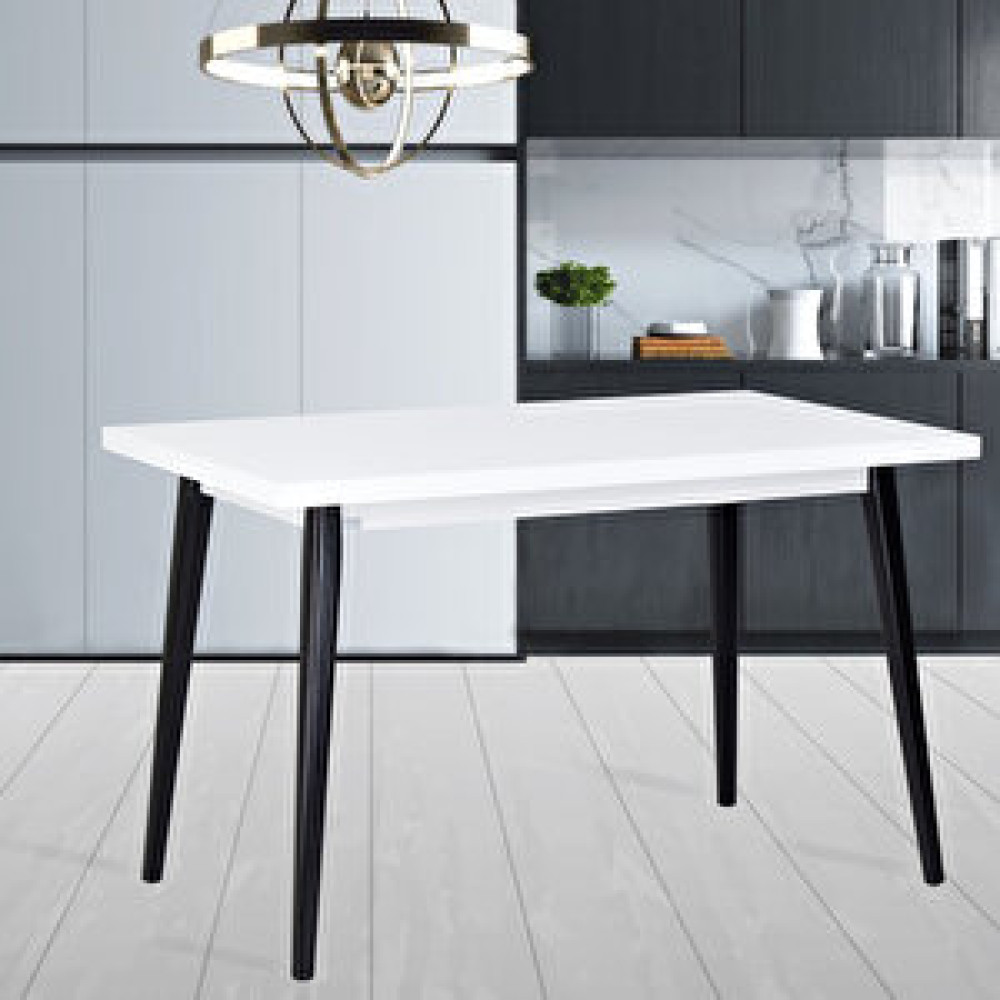 Vilinze Home Vilinze Avanos Sabit Beyaz Siyah Mdf Mutfak Masası - 70x120 Cm Yemek & Mutfak Masası Fiyatı