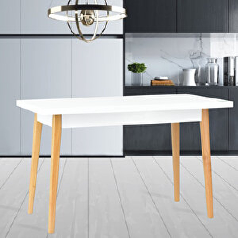 Vilinze Home Vilinze Avanos Sabit Mdf Beyaz Naturel Mutfak Masası - 70x120 Cm Yemek & Mutfak Masası Fiyatı