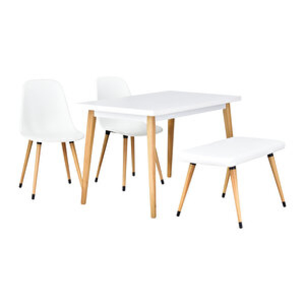 Vilinze Home Vilinze Eames Sandalye-bank Avanos Ahşap Mutfak Masası Takımı - 70x120 Cm Yemek & Mutfak Masası Fiyatı