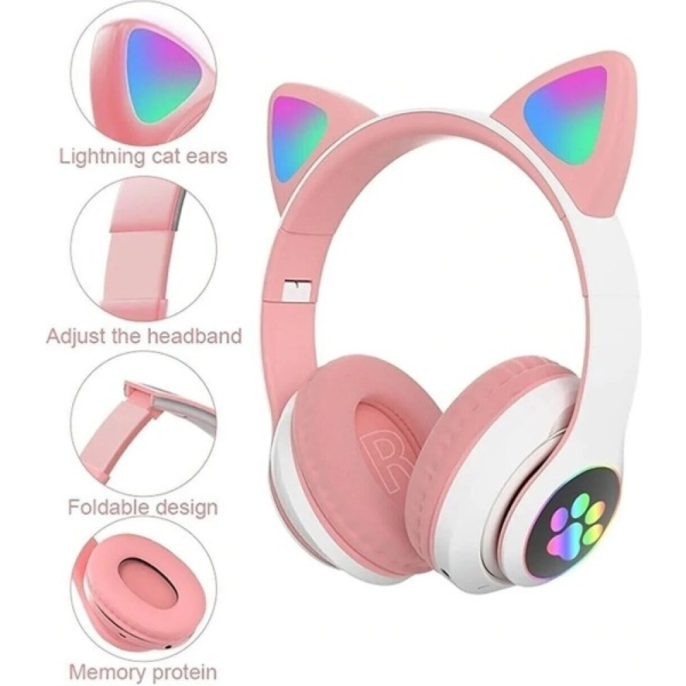 Vilya Kedi Kulağı Detaylı Uyumlu Bluetooth Kablosuz Işıklı Kulaklık Çocuk Oyuncu Sd/tf - Pembe Oto Boyaları Fiyatı