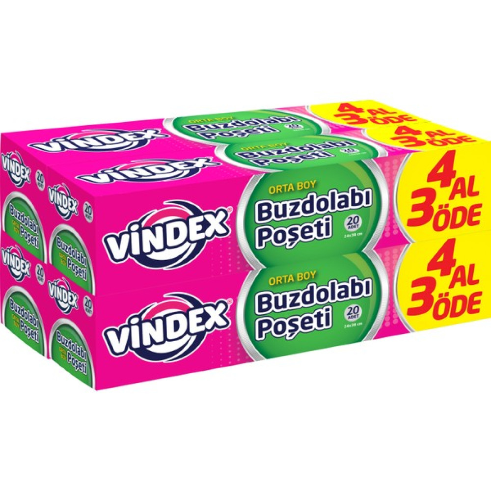Vindex Buzdolabı Poşeti 4 Al 3 Öde Orta Boy Buzdolabı Poşeti Fiyatı