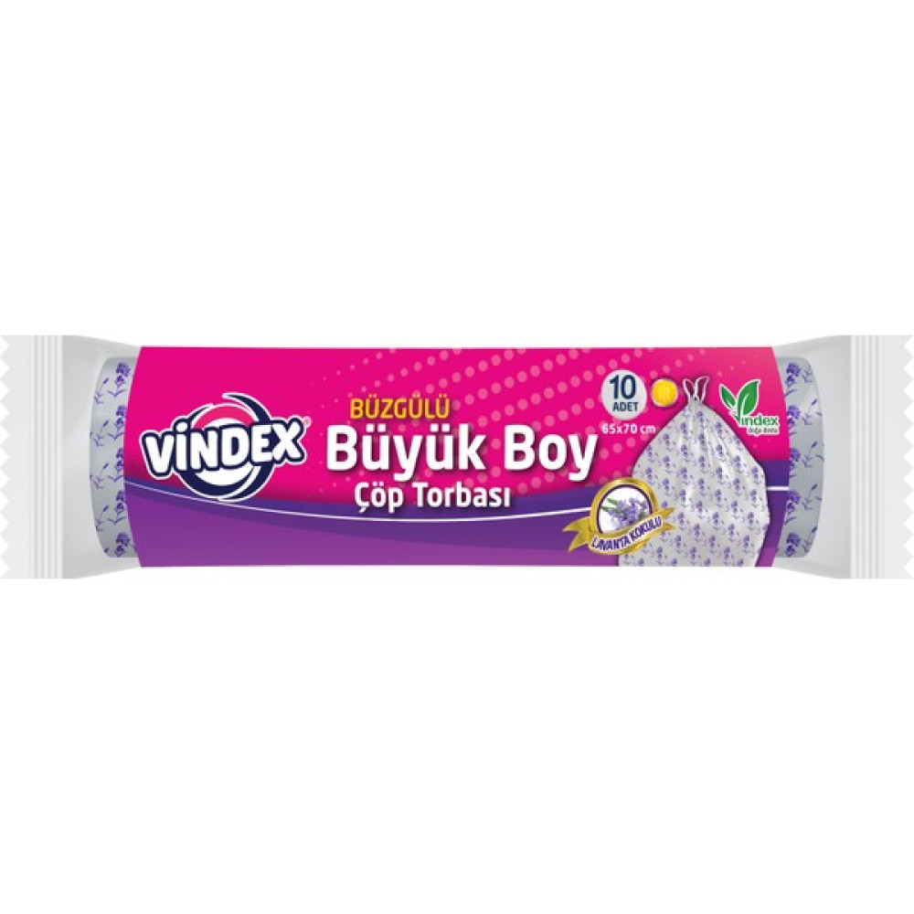 Vindex Büzgülü Çöp Poşeti Büyük Boy Lavanta Kokulu 65 x 70 cm 10'lu Çöp Poşetleri Fiyatı