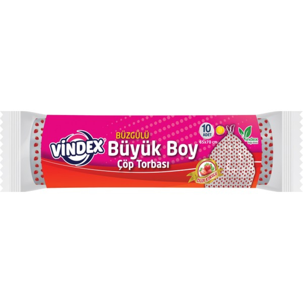 Vindex Çöp Torbası Büzgülü Büyük Boy Çilek Kokulu - 65 x 70 cm Çöp Poşetleri Fiyatı
