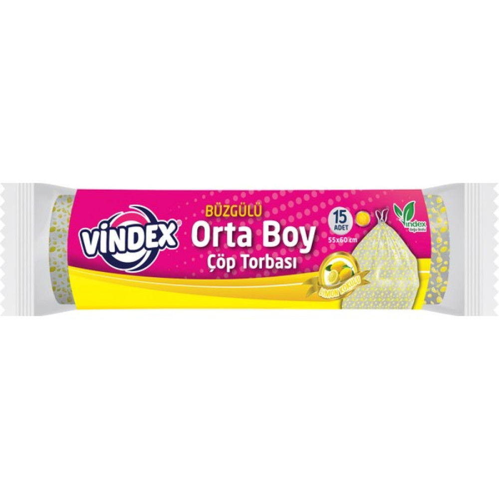 Vindex Cop Torbası Büzgülü Orta Boy Limon Kokulu - 55 x 60 cm Çöp Poşetleri Fiyatı