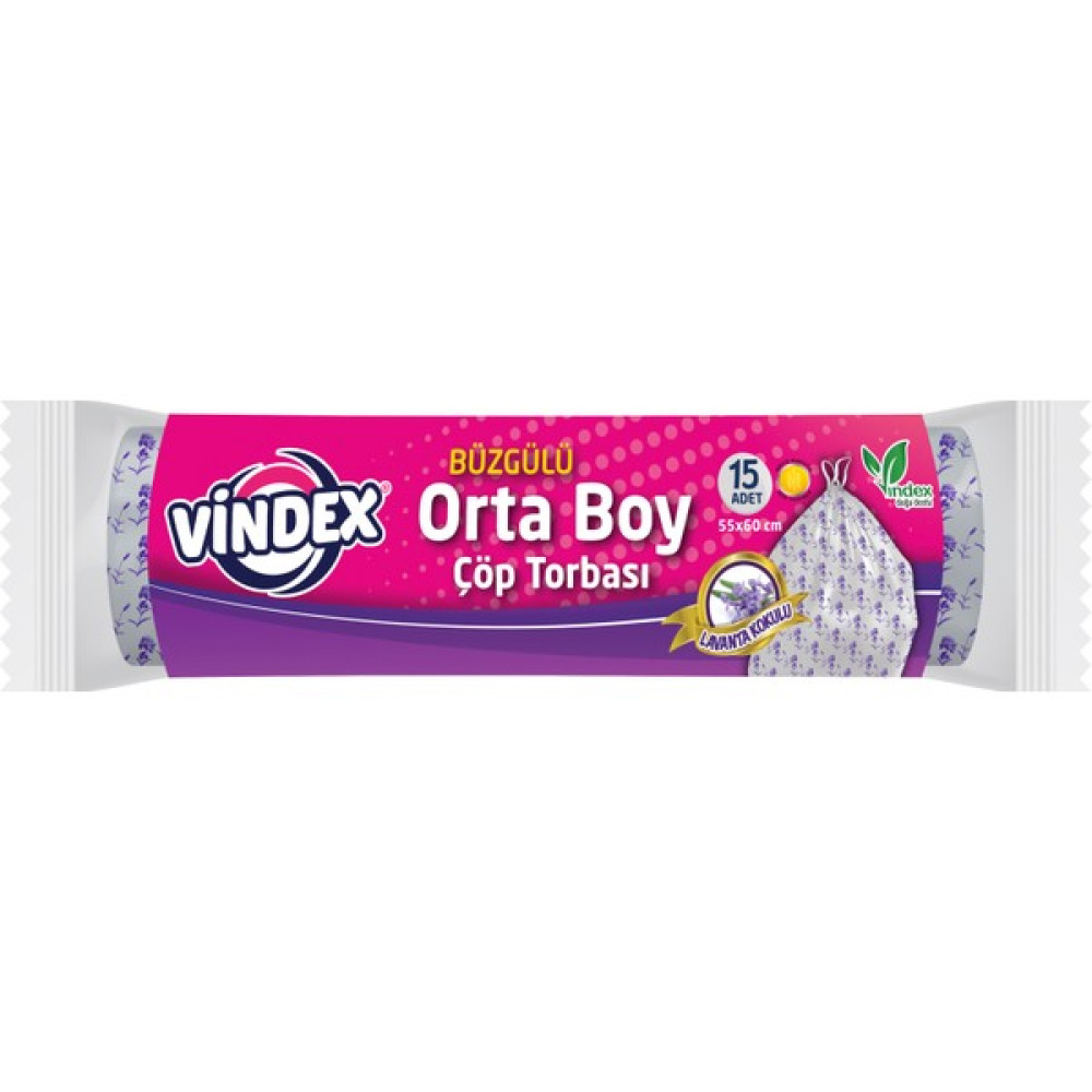 Vindex Lavanta Kokulu Büzgülü Orta Boy Çöp Torbası - 55 x 60 cm Çöp Poşetleri Fiyatı