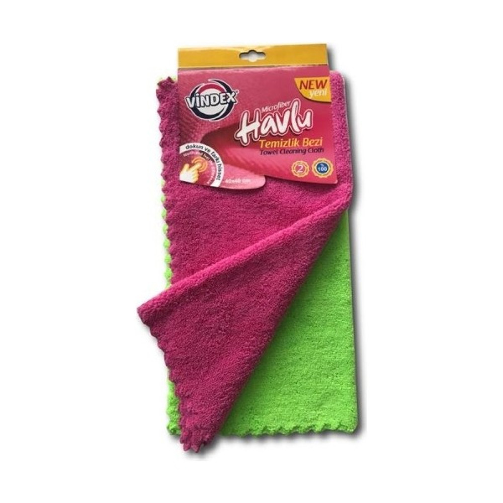 Vindex Mikrofiber Havlu Temizlik Bezi 40 x 40 2'li - Yeşil Temizlik Malzemeleri Fiyatı