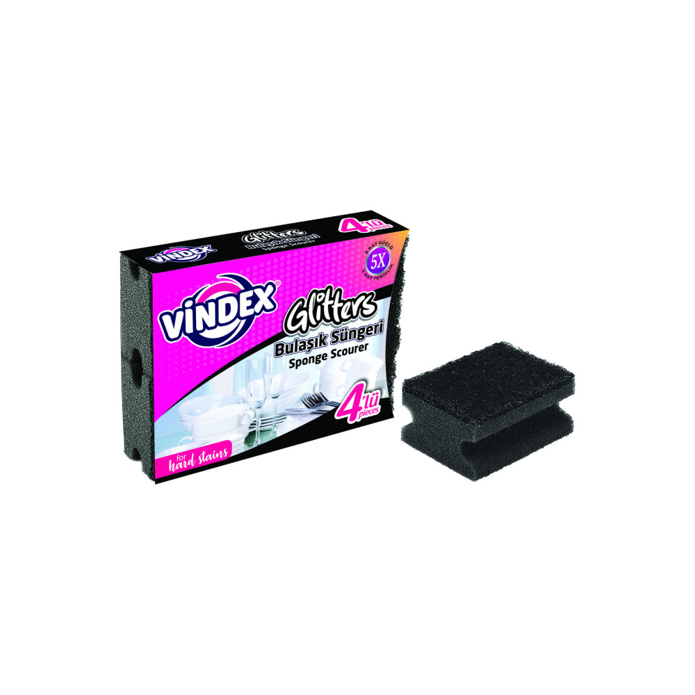 Vindex Siyah Bulaşık Süngeri 4lü Deterjan ve Temizlik Ürünleri Fiyatı