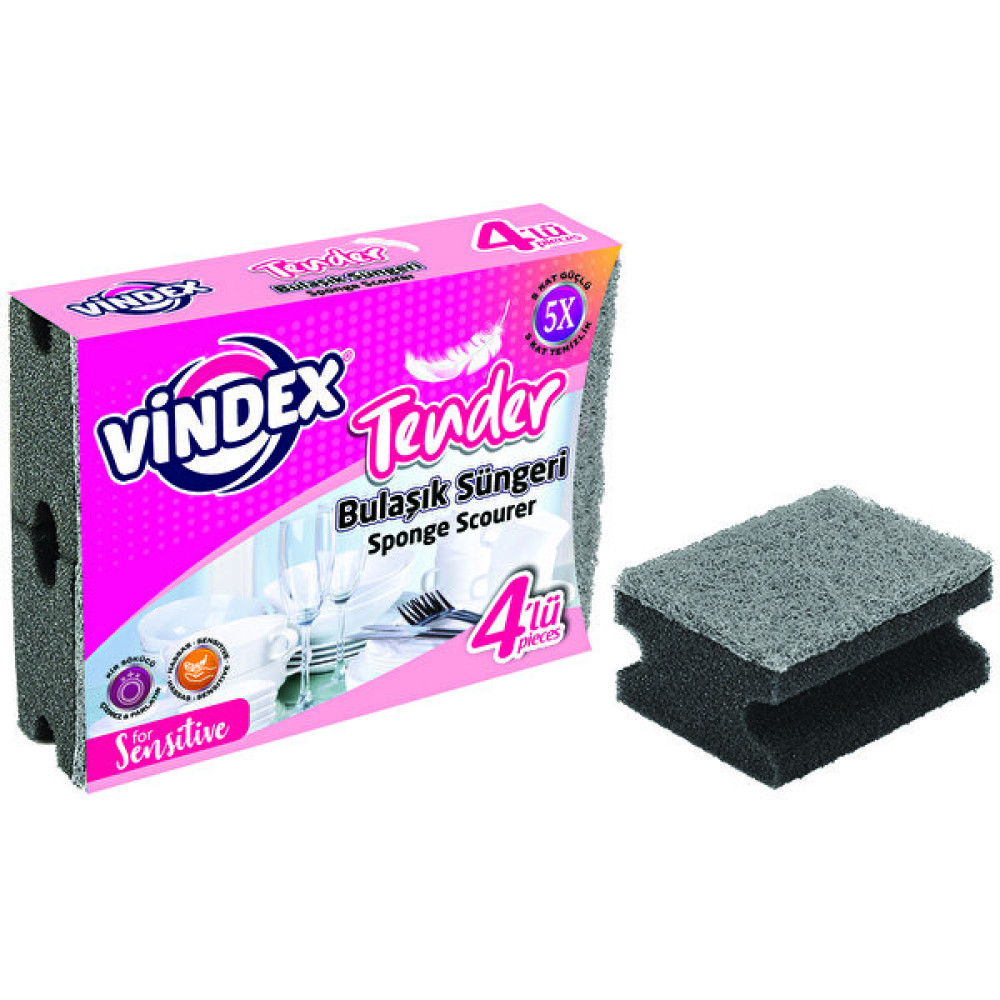 Vindex Tender Sensitive Bulaşık Süngeri 4'lü - Siyah Bulaşık Yıkama Fiyatı