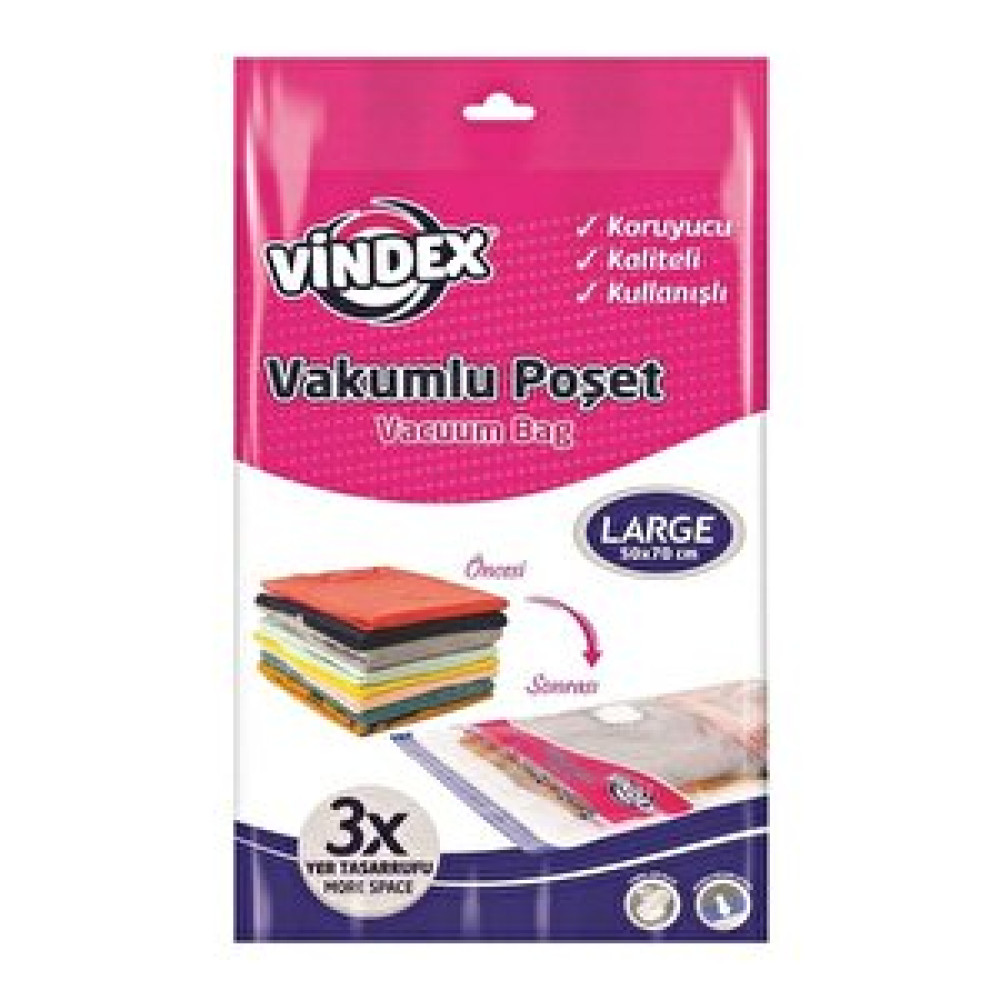 Vindex Vakumlu Giyisi Yastık Yorgan Saklama Torbası Poşeti Hurç - Large - 50x70 Cm. -1 Adetlik Paket Hurç Fiyatı