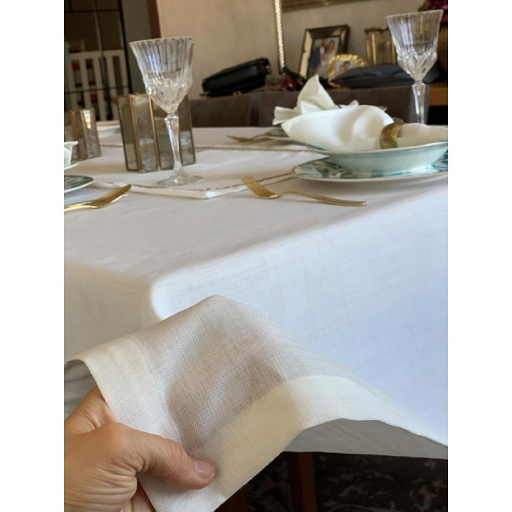 Vinebedding Mia Kırık Beyaz Masa Örtüsü 150x220cm Dertsiz Leke Tutmaz - 150 x 220 cm Masa Örtüsü Fiyatı