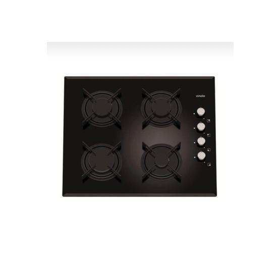 Vinola 6310-01 4 Gözlü Gazlı Cam Yüzeyli Ocak Siyah