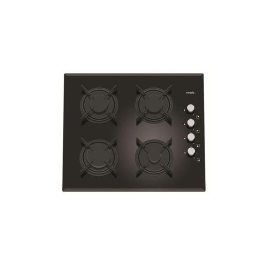 Vinola 6310-01 4 Gözlü Gazlı Cam Yüzeyli Ocak Siyah