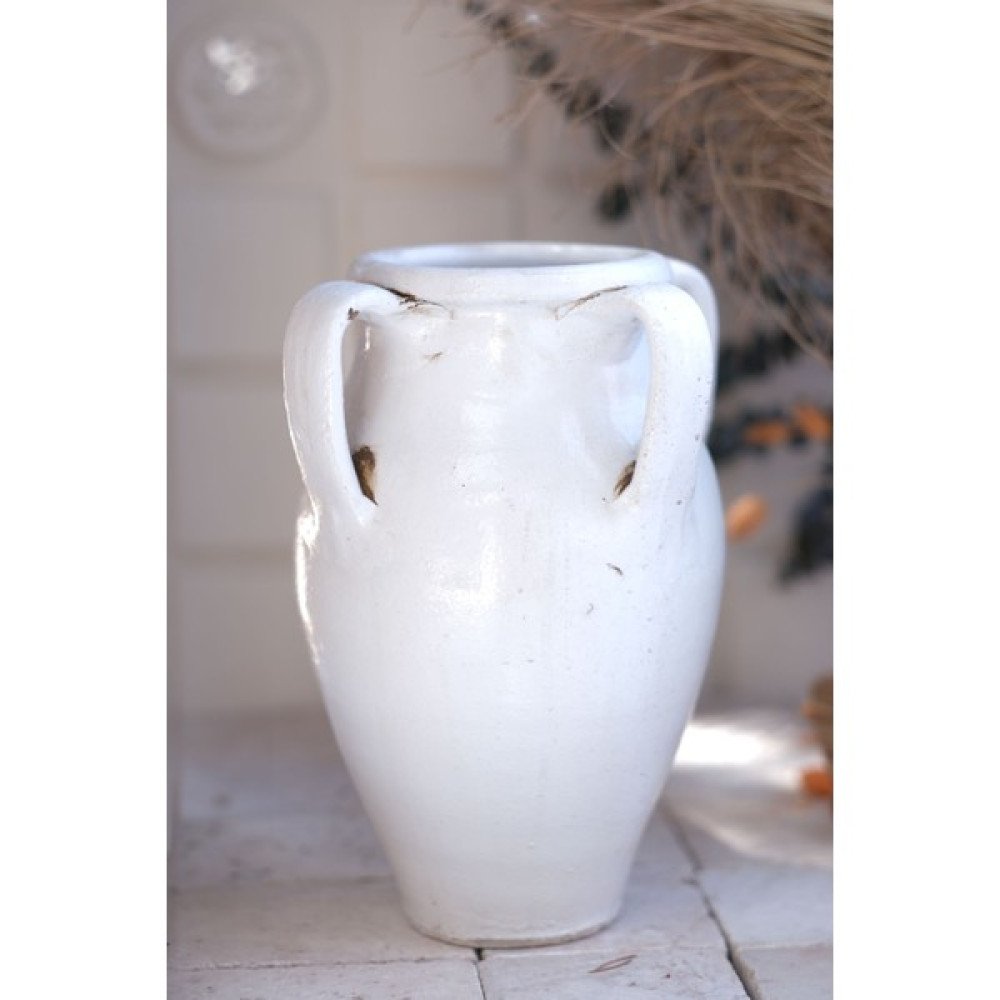 Vintage Art Company Dekoratif Boho Toprak Beyaz Vazo 30CM Vazo Fiyatı