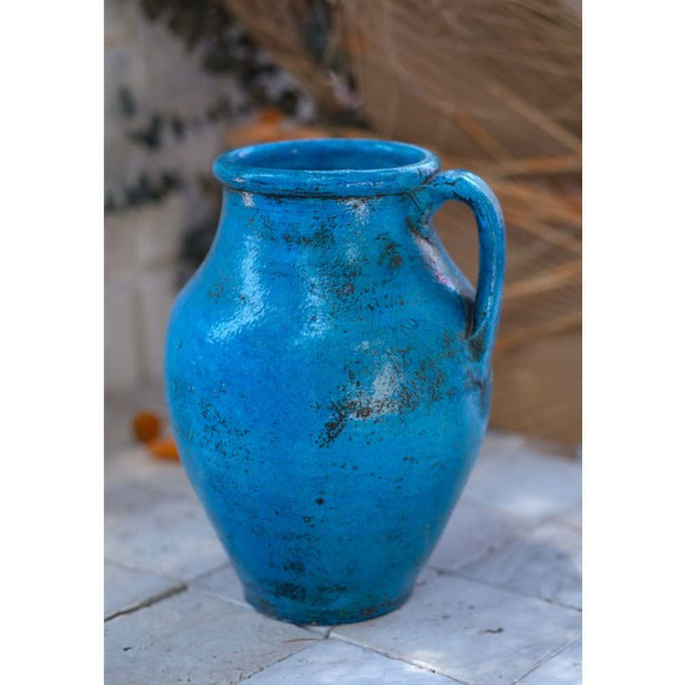 Vintage Art Company Dekoratif Mavi Vazo Saksı Küp Testi COL23 Vazo Fiyatı
