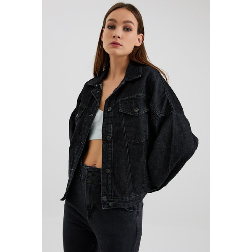 Vintage Denim Kadın Antrasit Oversize Kot Ceket Bayan Ceket Fiyatı