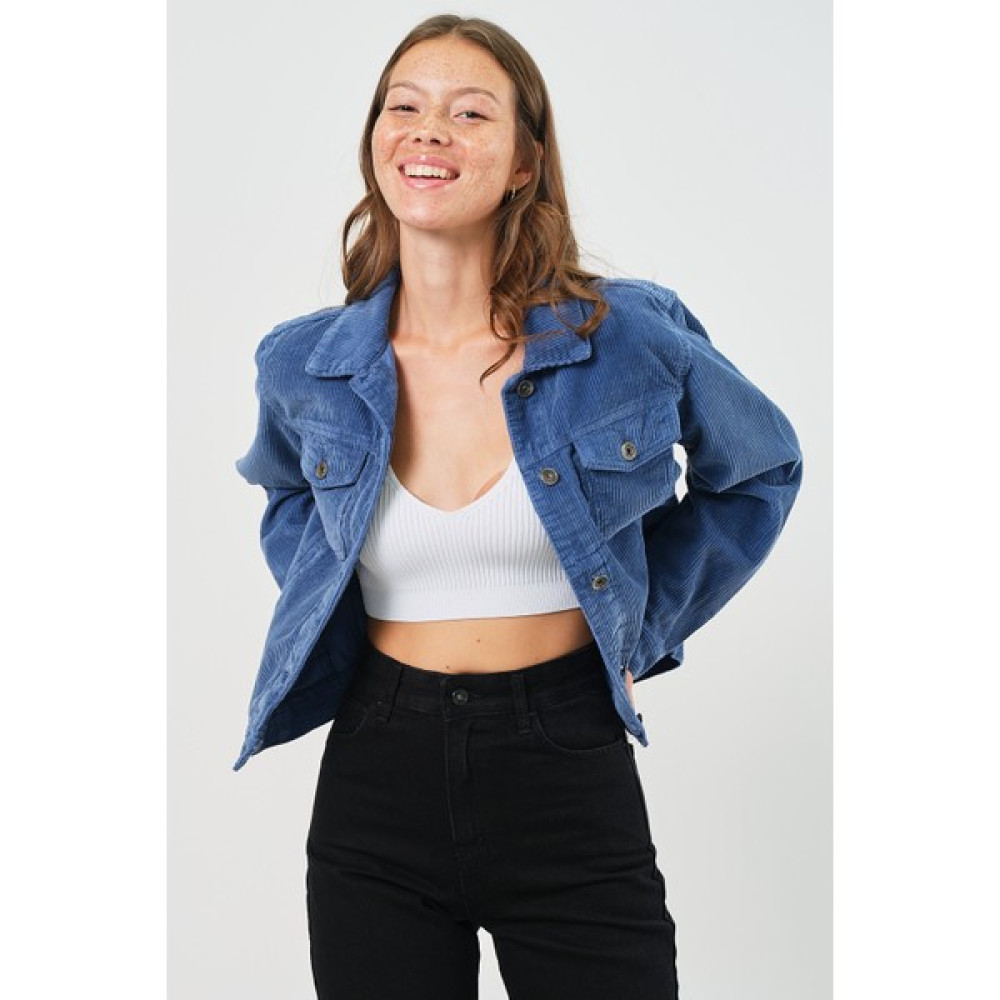 Vintage Denim Kadın Mavi Kadife Ceket Kısa Bayan Ceket Fiyatı