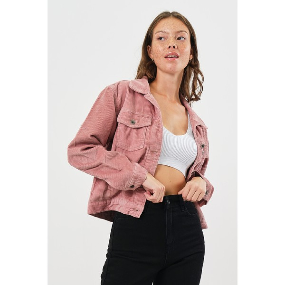 Vintage Denim Pembe Kadın Kadife Ceket Kısa Bayan Ceket Fiyatı