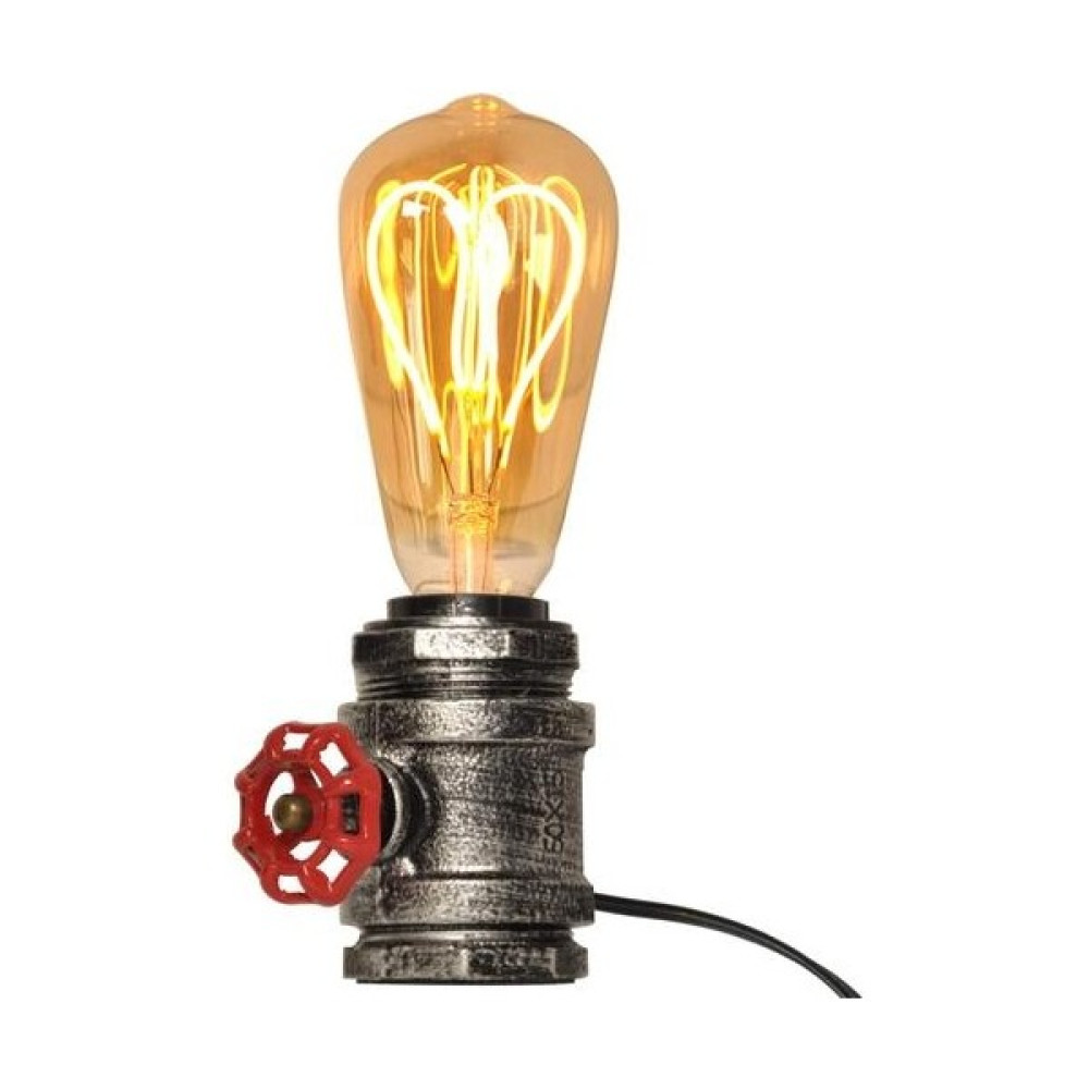 Vintage Endüstriyel Kırmızı Musluk Steampunk Masa Lambası Antika Tutucu - Kordon Gümüş Tak Retro Küçük Masa Lambası Baz - Başucu Boru Ayakta L - Bakır Abajur Fiyatı