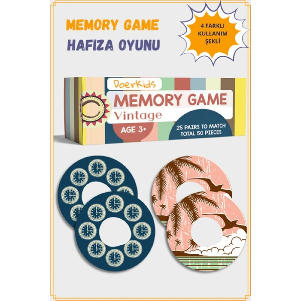 Vintage Memory Game - Eşleştirme Beceri Hafıza Oyunu - 4 Farklı Kullanım Çocuk Oyuncağı Fiyatı