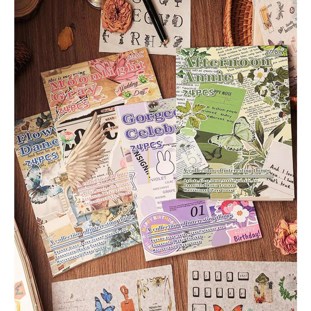 Vintage Temalı Sticker Kitabı - 24 Sayfa Scrapbook Etiket Seti Okul Etiketi Fiyatı