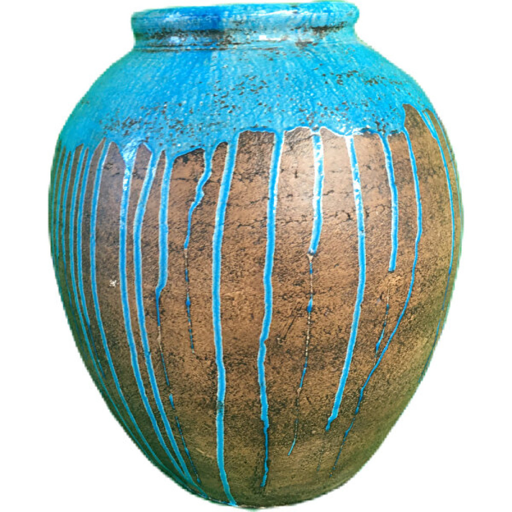 VintageArtCompany Dekoratif Toprak Mavi Vazo Vazo Fiyatı
