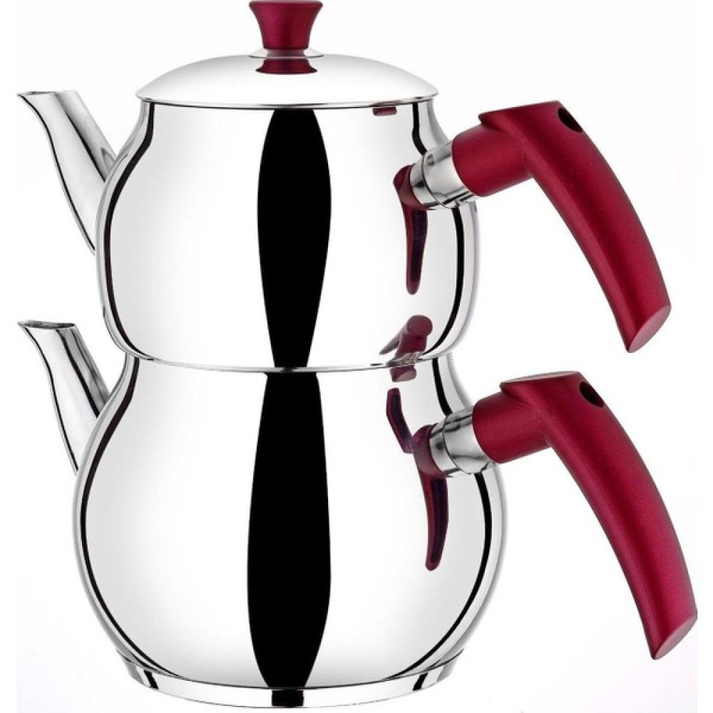 Viola Çelik Çaydanlık Seti - Küre Mini Çaydanlık Takımı Bordo Çay / Çaydanlık Setleri Fiyatı