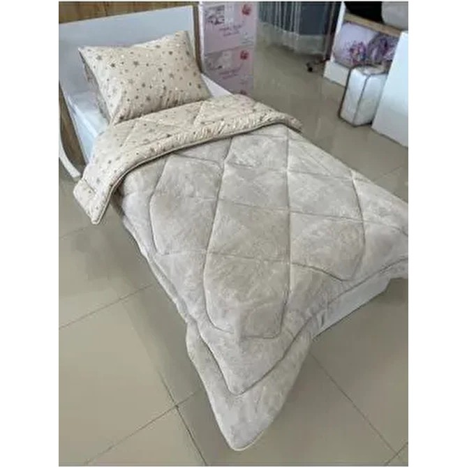 Violacasa Çift Taraflı Welsoft Yorgan Tek Kişilik Bej Büyük Yıldız Silikon Dolgu Malzemesi ile - 155 x 215 cm Yorgan Fiyatı