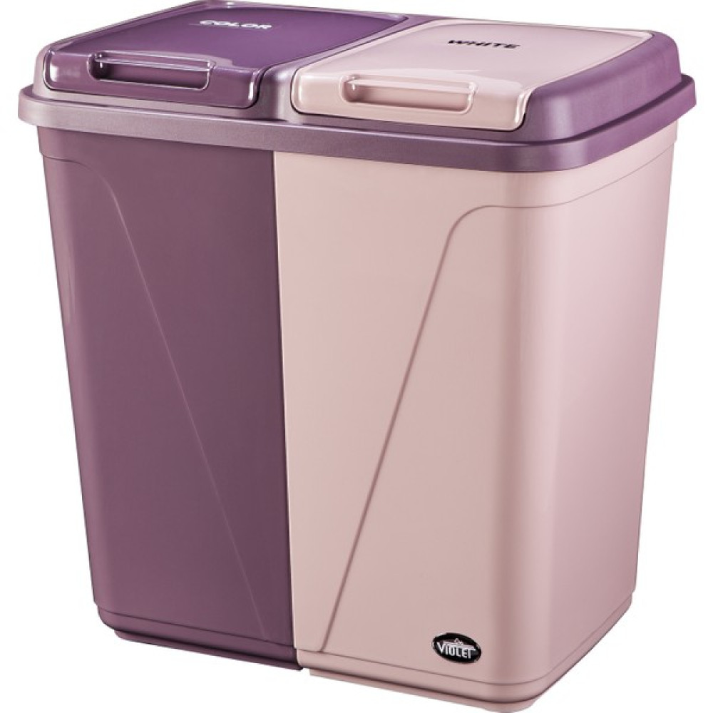 Violet Çift Gözlü Colormatik Çamaşır Sepeti Mürdüm - Pudra 90 lt - 36 x 37 x 62 cm Sepet Fiyatı