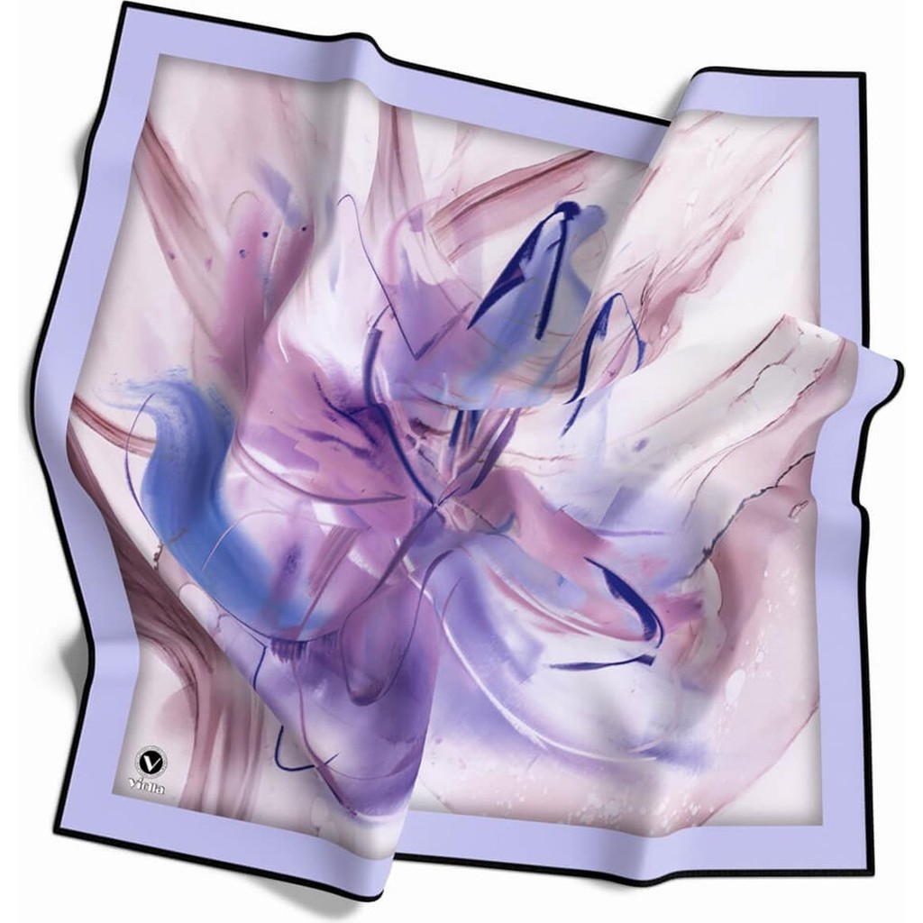 Violla Twill Çiçek Tablo Desenli Lila Renkli 90X90 Eşarp (Ipek Içermez) Kenar Dikiş Şekli El Dikişli Diğer Fiyatı