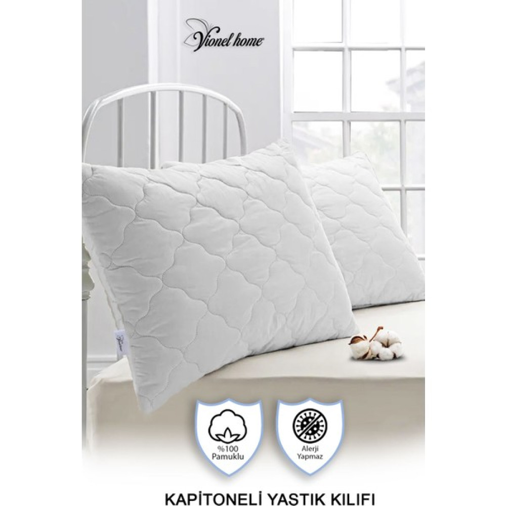 Vionel Home %100 Pamuk Kapitone Yastık Koruyucu Kılıf (50X70 Cm) 2 Adet - 50 x 70 - Beyaz Yastık Kılıfı Fiyatı