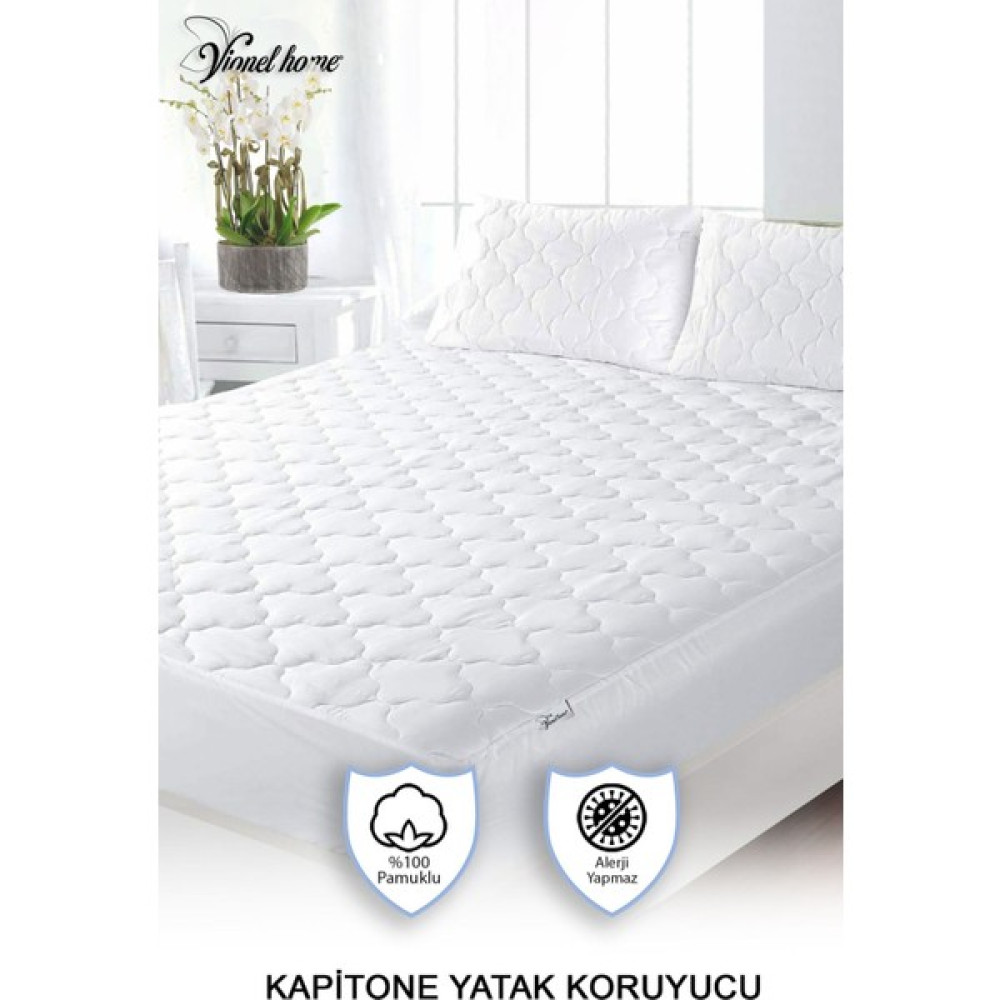 Vionel Home %100 Pamuk, Kapitone Yatak Koruyucu, Fitted Full Kenar, Elyaf Dolgulu, Tek ve Çift Kişilik 120 x 200 - Beyaz - 120 x 200 cm Alez / Yatak Koruyucu Fiyatı