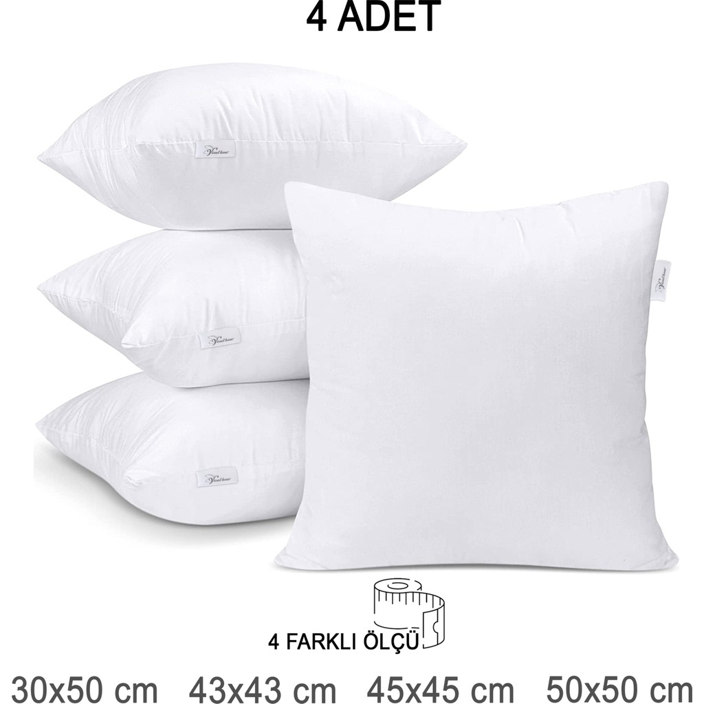 Vionel Home 4 Adet Premium Kare Kırlent Iç Yastık Elyaf Dolgulu Oyuncu Koltuk Yastığı, 50 x 50 - 50 x 50 cm - Bej Yastık Kılıfı Fiyatı