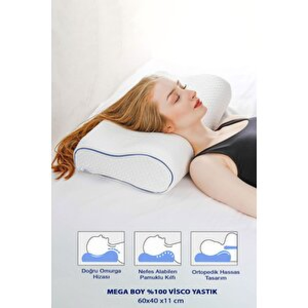 Vionel Home Mega Boy Ortopedik Lüks Visco Yastık, Boyun Destekli, Boyun Rahatsızlıkları Için 60x40 Visco Yastık 60x40 cm Yastık Fiyatı