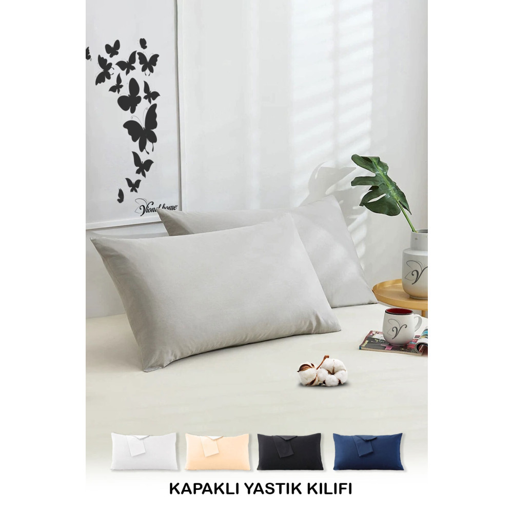 Vionel Home Pamuklu 2li Yastık Kılıfı 50x70 Cm Düz Gri Yastık Kılıfı Fiyatı