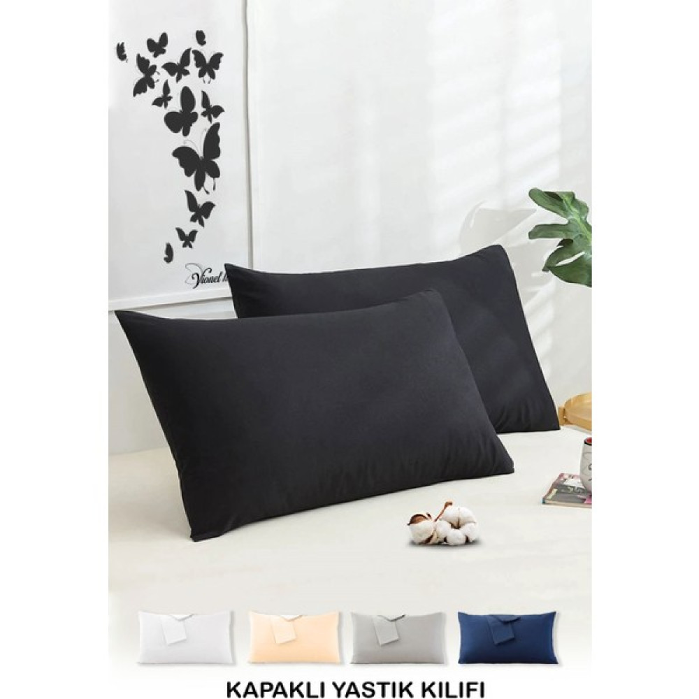 Vionel Home Pamuklu 2'li Yastık Kılıfı 50X70 cm Düz Siyah - 50 x 70 cm Yastık Kılıfı Fiyatı