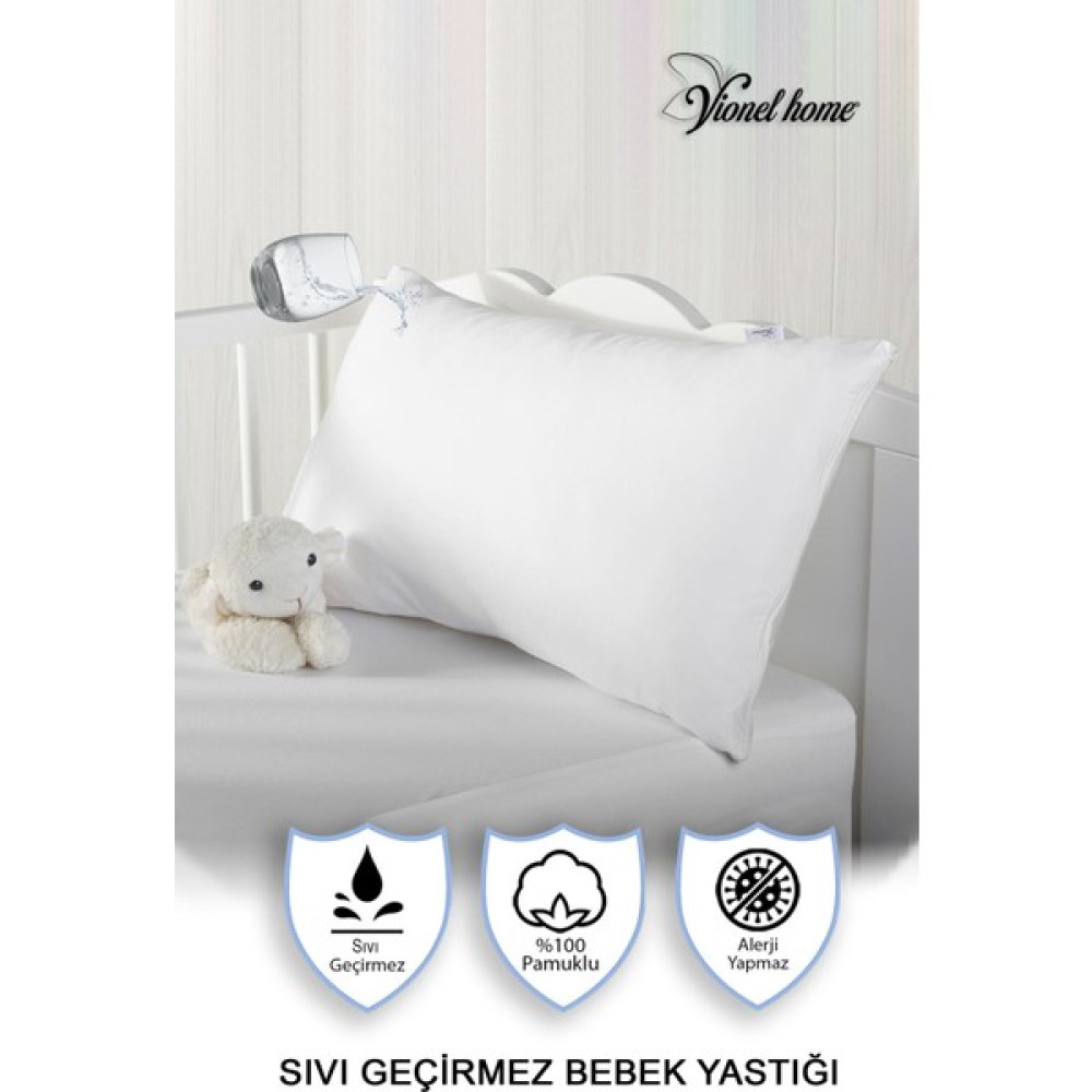 Vionel Home Sıvı Geçirmez Bebek Yastığı, Antialerjik, %100 Pamuklu, Boncuk Silikon, 250GR - Beyaz - 35 x 45 Bebek Yastığı-Kılıfı Fiyatı