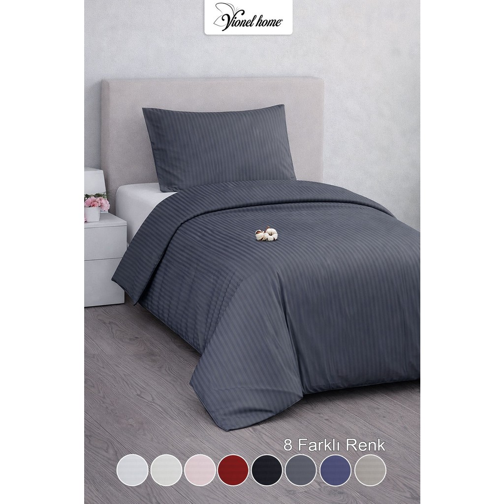 Vionel Home Tek Kişilik %100 Pamuk Saten Nevresim Seti | Premium Seri | 8 Renk Seçeneği (160X220) - Antrasit - 160 x 220 cm Nevresim Takımı Fiyatı