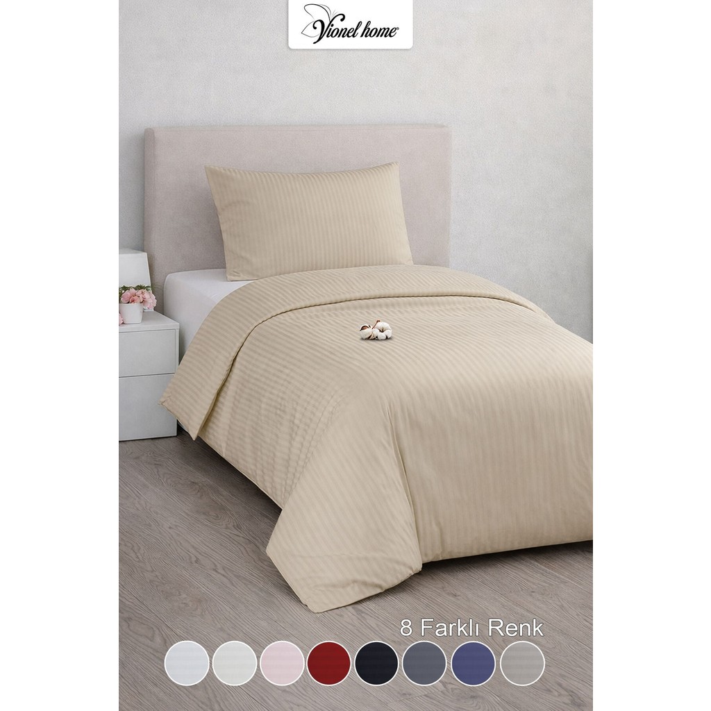Vionel Home Tek Kişilik %100 Pamuk Saten Nevresim Seti | Premium Seri | 8 Renk Seçeneği (160X220) - Bal Köpüğü - 160 x 220 cm Nevresim Takımı Fiyatı