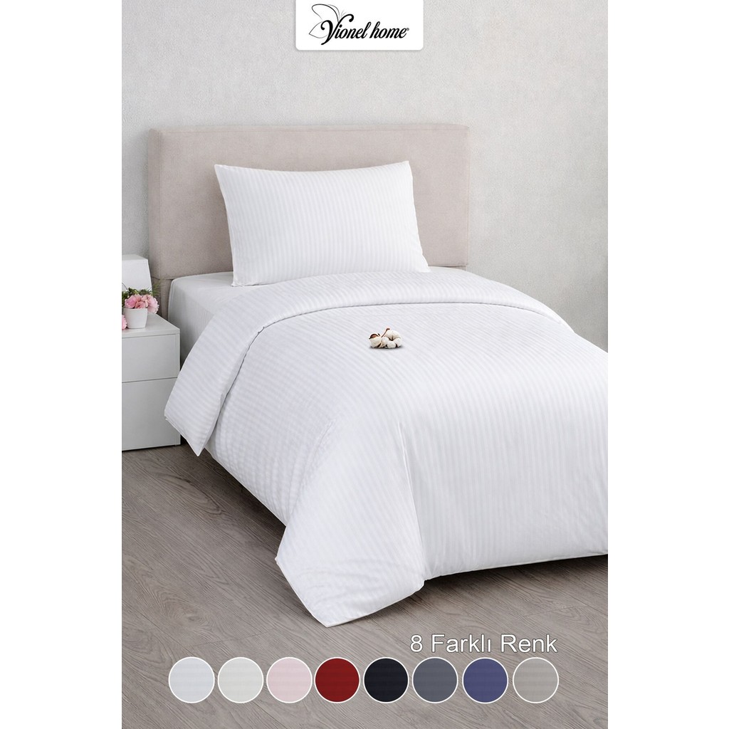 Vionel Home Tek Kişilik %100 Pamuk Saten Nevresim Seti | Premium Seri | 8 Renk Seçeneği (160X220) - Beyaz - 160 x 220 cm Nevresim Takımı Fiyatı