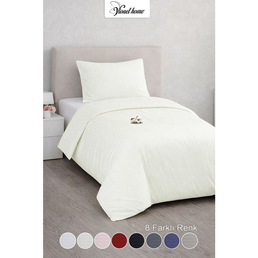 Vionel Home Tek Kişilik %100 Pamuk Saten Nevresim Seti | Premium Seri | 8 Renk Seçeneği (160X220) - Ekru - 160 x 220 cm Nevresim Takımı Fiyatı