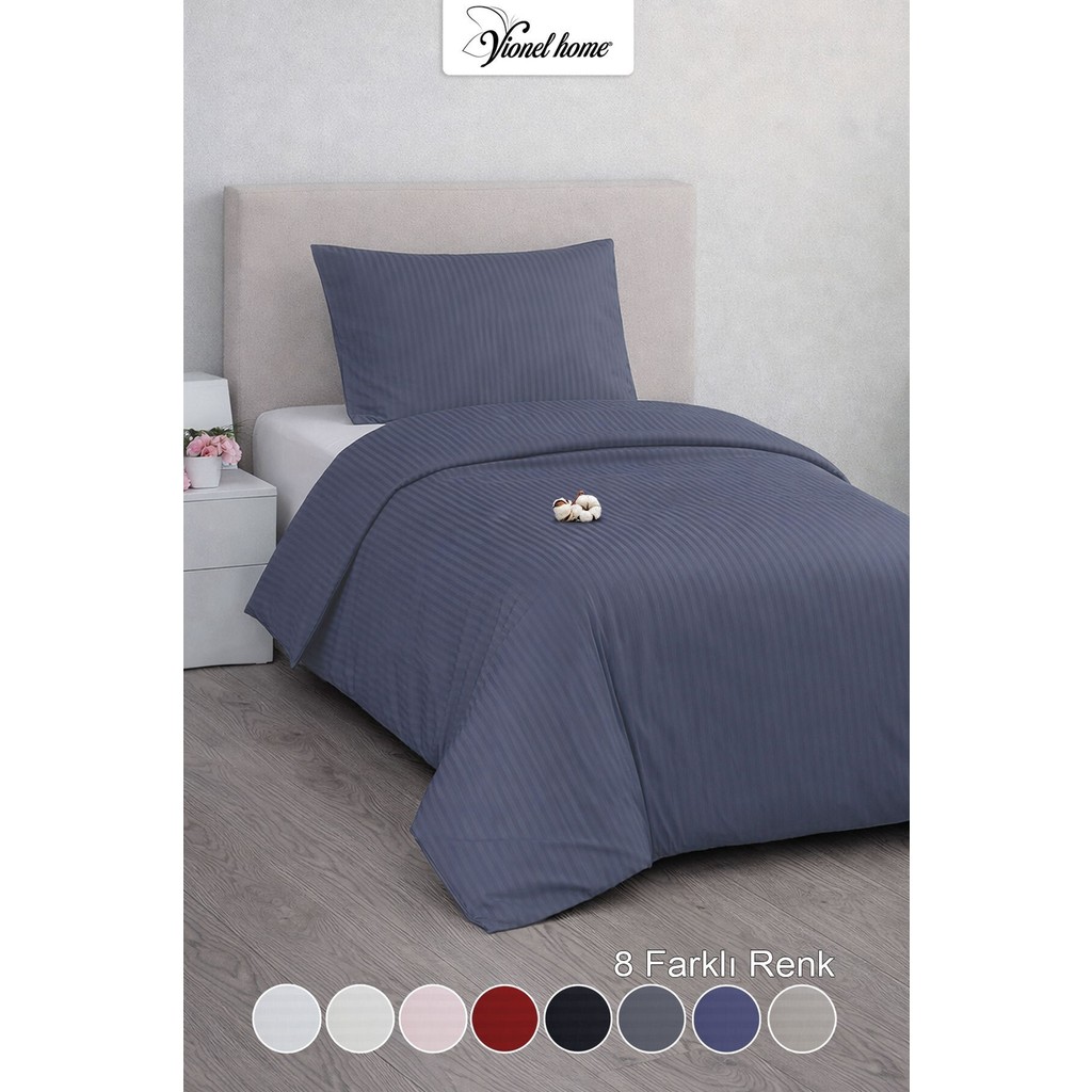 Vionel Home Tek Kişilik %100 Pamuk Saten Nevresim Seti | Premium Seri | 8 Renk Seçeneği (160X220) - Gece Mavisi - 160 x 220 cm Nevresim Takımı Fiyatı