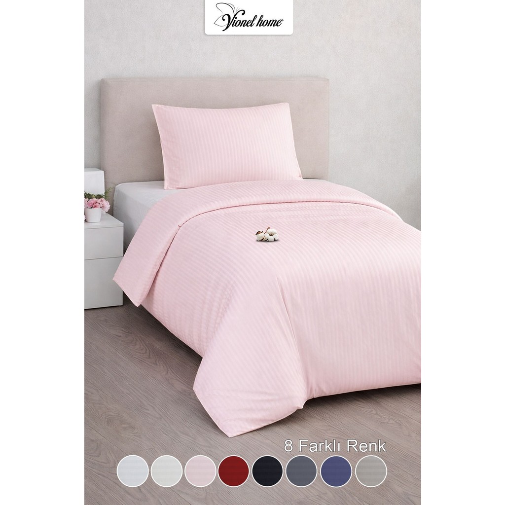 Vionel Home Tek Kişilik %100 Pamuk Saten Nevresim Seti | Premium Seri | 8 Renk Seçeneği (160X220) - Pembe - 160 x 220 cm Nevresim Takımı Fiyatı