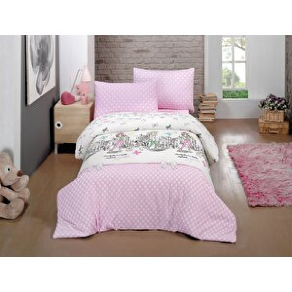 Vionel Home Tek Kişilik Nevresim Takımı Fiyonk Desen Pembe Renk Pembe Nevresim Takımı Fiyatı