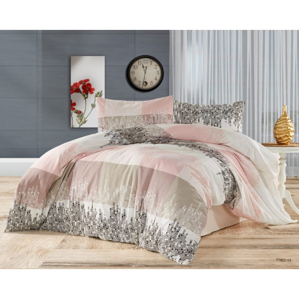 Vionetta Çift Kişilik Lastikli Çarşaflı Pare-1 Nevresim Takımı - 200 x 220 cm - Pudra Nevresim Takımı Fiyatı