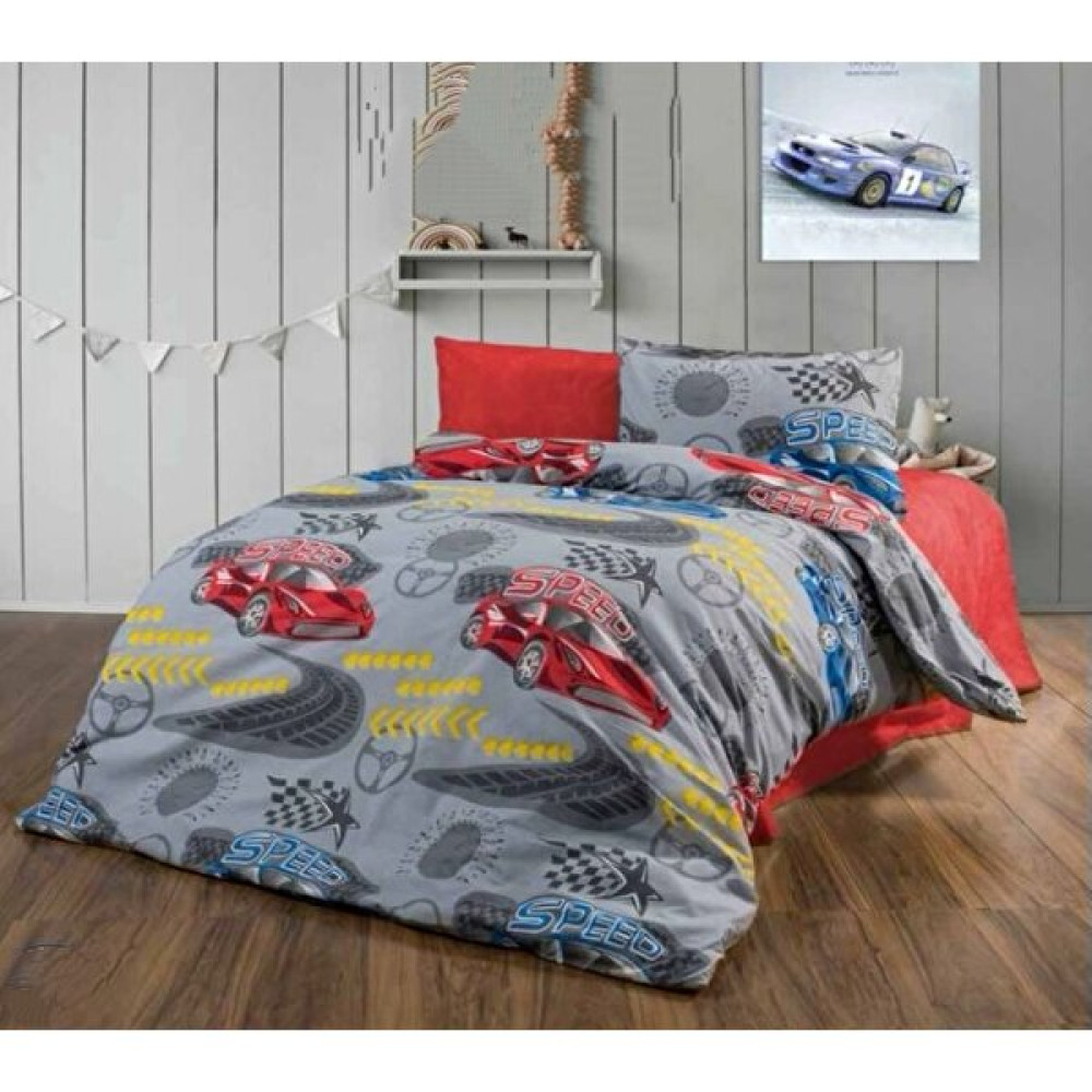 Vionetta Home Arabalı Tek Kişilik Çocuk Nevresim Takımı - Kırmızı - Gri - 160 x 220 cm Nevresim Takımı Fiyatı