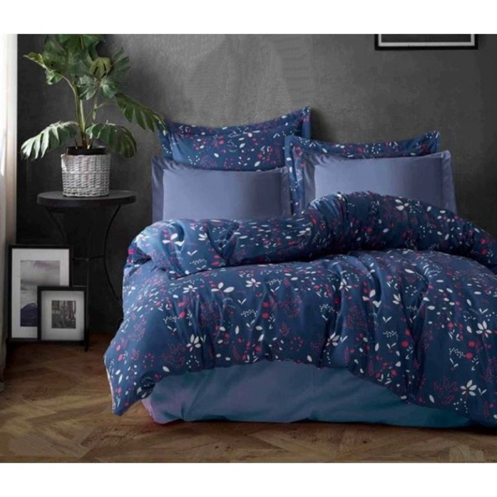 Vionetta Home Çift Kişilik Çiçekli Lacivert Pamuklu Nevresim Takımı - 200 x 220 cm Nevresim Takımı Fiyatı