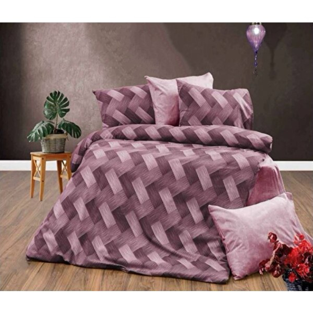 Vionetta Home Çift  Kişilik  Desenli  Mor ve  Toz  Pembe  Nevresim  Takımı - 200 x 220 cm - Pembe - Mor Nevresim Takımı Fiyatı