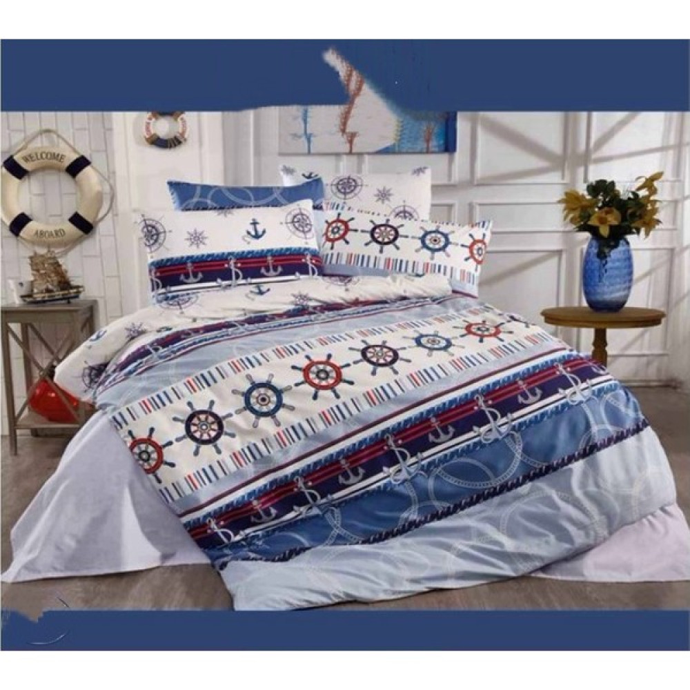 Vionetta Home Denizci Temalı Tek Kişilik Çocuk Nevresim Takımı - Beyaz - Mavi - 160 x 220 cm Nevresim Takımı Fiyatı