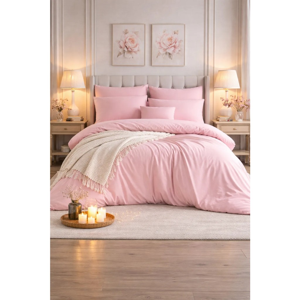 Vionetta Ranforce % 100 Pamuk Pudra Düz Renk Lastikli Çarşaflı 2 Yastıklı Tek Kişilik Nevresim Takımı - 160 x 220 cm Nevresim Takımı Fiyatı